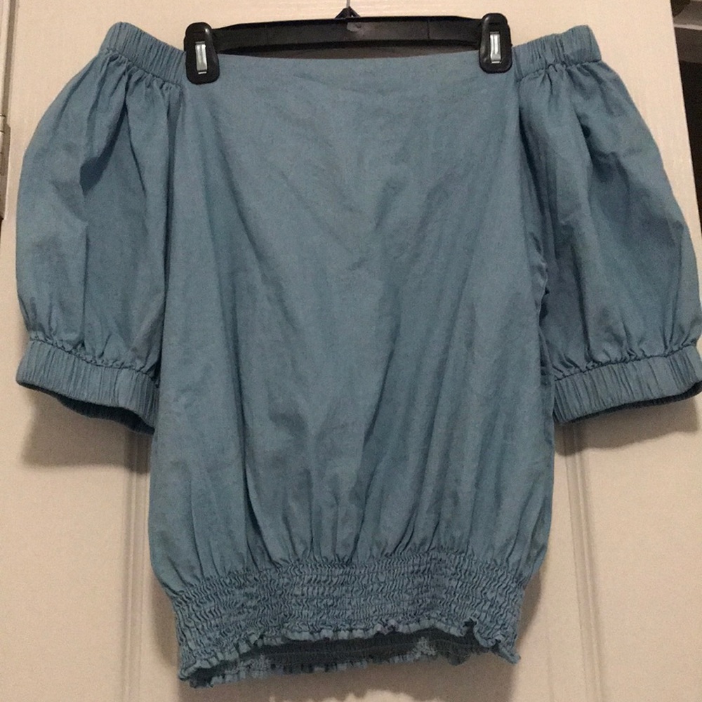 Blue/denim look a like off the shoulder top